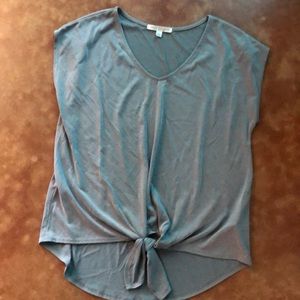 Green envelop grey rayon top